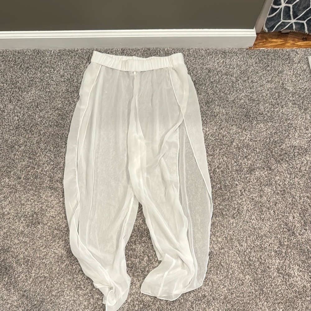 Elegant White Sheer Swim Coverup Pants